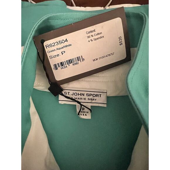 NWT St John Sport Teal Aqua White Gold Accents Zipper Jacket XS - Picture 3 of 4